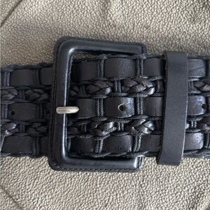 100% Genuine Leather The Limited Women's Black Woven Belt S 10% waxed jute cord